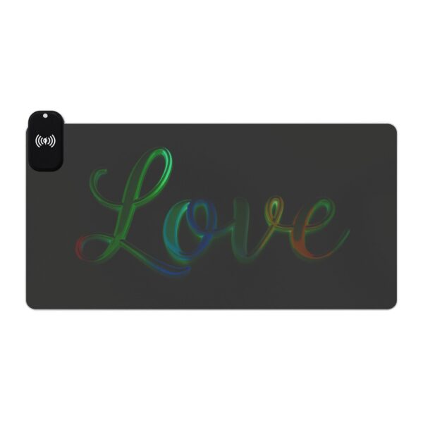 LED + Wireless Charger Gaming Mouse Pad with our inspirational "Love" 'light in darkness' Design, Gaming Desk Accessory, Tech Gift, Home Office Gamer Essentials - Image 7