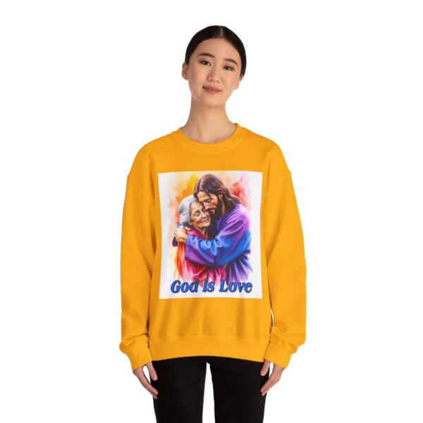 Crewneck Sweatshirt with our "God is Love" series with Jesus hugging Grandmother! Inspirational Biblical, Vintage Inspired, Gift - Image 17