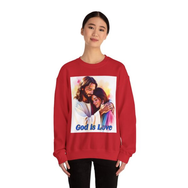 Crewneck Sweatshirt with our "God is Love" series with Jesus hugging a young lady! Inspirational Biblical, Vintage Inspired Gift - Image 26
