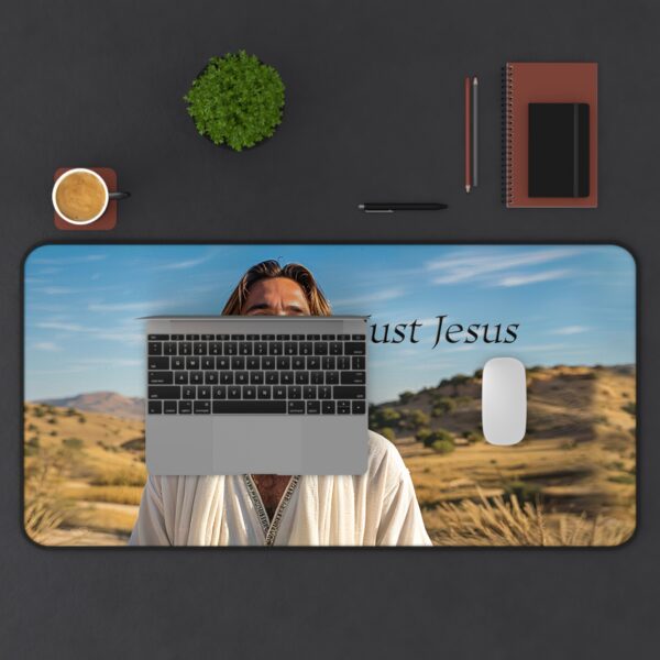 Inspirational Desk Mat with our "Just Jesus" Design. Mouse Pad, Office Decor Desk Accessory, Gaming Pad, Computer Mat, Non-Slip - Image 7