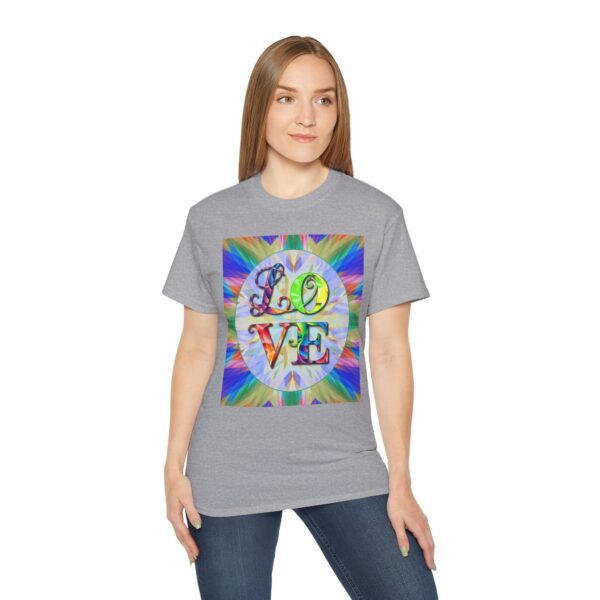 Our inspirational "Love" 'kaleidoscope' Design!! on a Christian Unisex Cotton T-Shirt, Faith Spiritual Apparel, Love Gift - Image 8