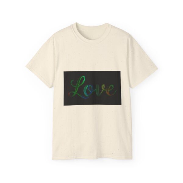Our inspirational "Love" 'light in darkness' Design!! on a Christian Unisex Cotton T-Shirt, Faith Spiritual Apparel, Love Gift - Image 4