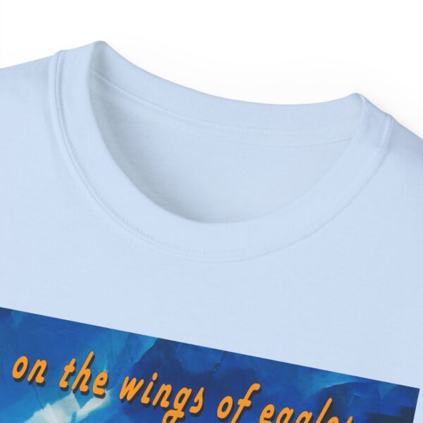 Our "as on the wings of eagles" Cotton T-Shirt with a majestic eagle in flight. Vintage Christian Faith Apparel Unisex Cotton T-Shirt, Thoughtful Quote from Isaiah 40:31! - Image 40