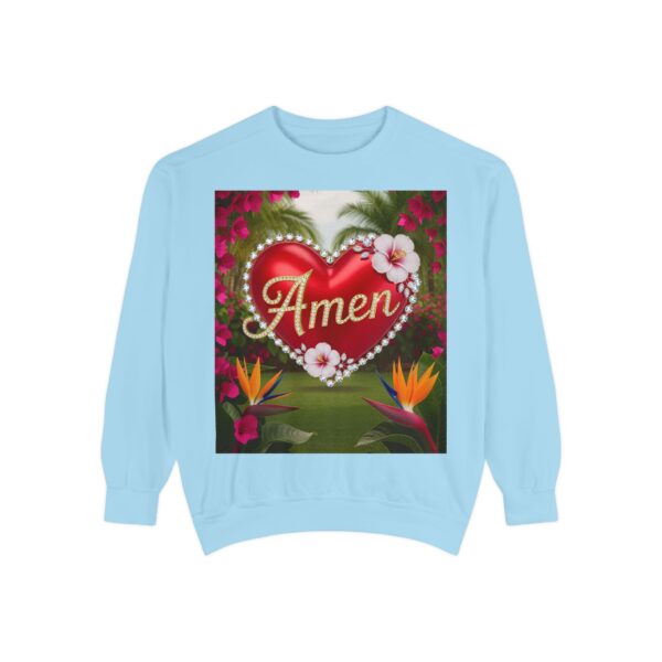 Sweatshirt Unisex Inspirational-With our beautiful "Amen" 'Solid Red Heart'- Faith Apparel, Unisex Top, Religious Gift, Comfort Wear, Church Event Style - Image 2