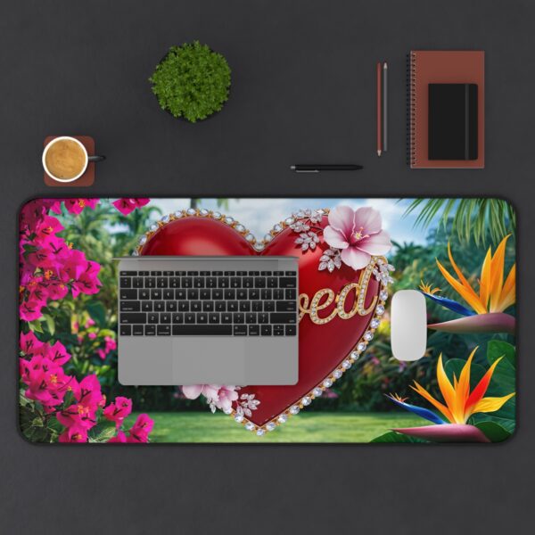Inspirational Desk Mat "Beloved" 'Solid Red Heart' - Mouse Pad, Office Decor Desk Accessory, Gaming Pad, Computer Mat, Non-Slip - Image 7