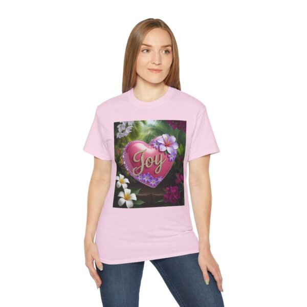 Our inspirational "Joy" 'Solid Pink Heart' Design! on a Christian Unisex Cotton T-Shirt, Faith Spiritual Apparel, Love Gift - Image 28