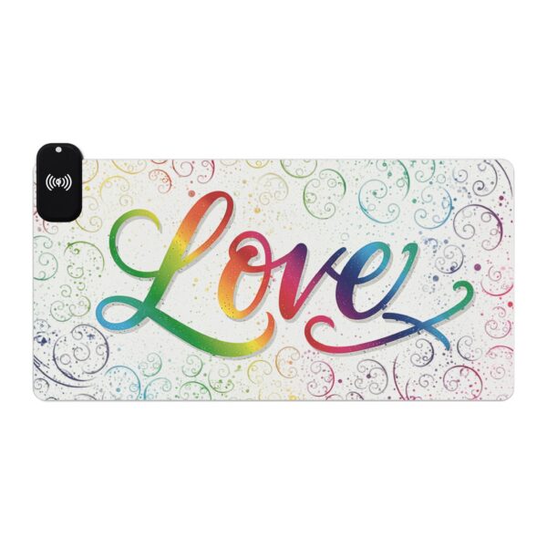 LED + Wireless Charger Gaming Mouse Pad with our inspirational "Love" 'spirals' Design, Gaming Desk Accessory, Tech Gift, Home Office Gamer Essentials - Image 7