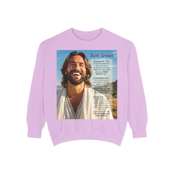 Sweatshirt Unisex with our inspirational "Just Jesus" and Verses on Salvation Design! Faith Apparel Gospel Fashion Jumper, Pullover - Image 38