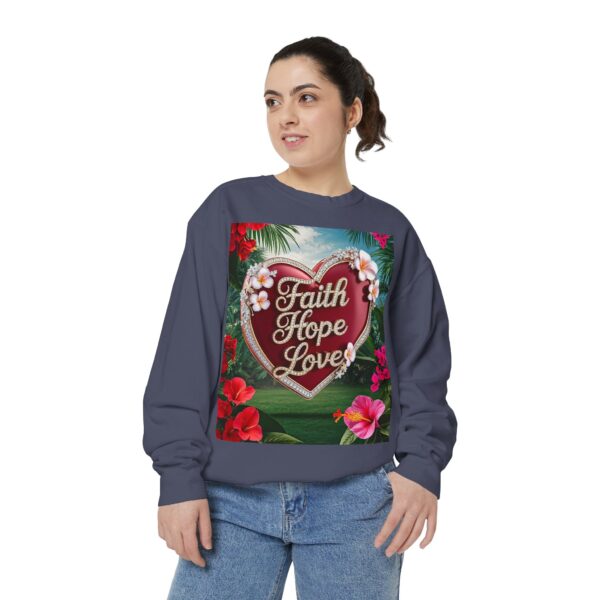 Sweatshirt Unisex our inspirational "Faith Hope Love" 'Solid Red Heart' design. Faith Apparel Gospel Fashion Jumper, Pullover - Image 34