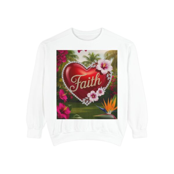 Sweatshirt Unisex Inspirational-With our "FAITH" 'Solid Red Heart' design! Beauty of Creation Tropical Beach Comfort, Jumper, Gift - Image 2