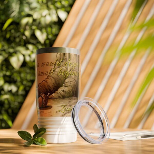 Our inspirational  'Day of Small Beginnings' from Zech 4:10 Tumbler | 20oz Inspirational Travel Mug, Motivational Drinkware, Perfect for Gifting - Image 6