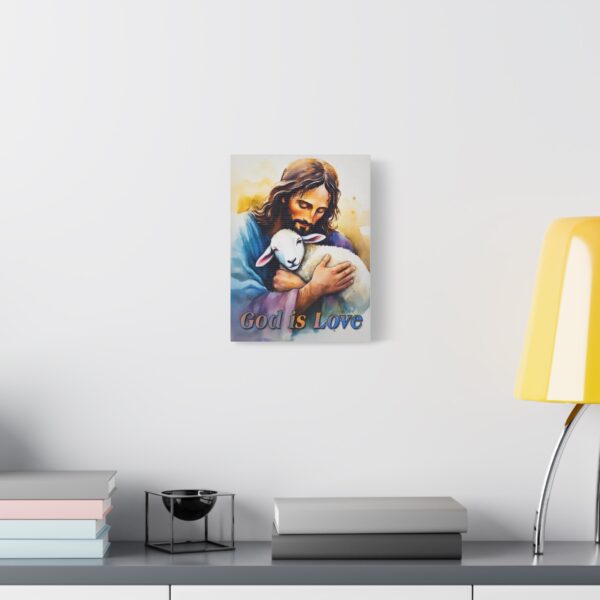 Inspirational Wall Art Canvas, "God is Love" Jesus hugging a Lamb Print, Christian Home Decor, Uplifting Religious Gift, Faith-Based Artwork - Image 2