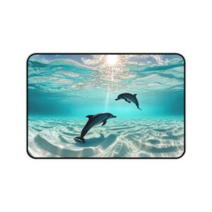 Inspirational Desk Mat 'Dolphins at Rest' - Mouse Pad, Office Decor Desk Accessory, Gaming Pad, Computer Mat, Non-Slip, Beauty of Nature