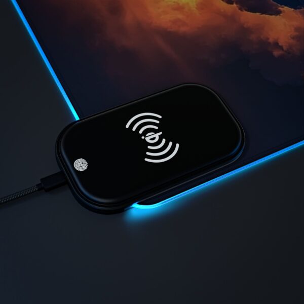 LED + Wireless Charger Gaming Mouse Pad with our 'Storm Light' "Fire Inside" Design, Gaming Desk Accessory, Tech Gift, Home Office Gamer - Image 12