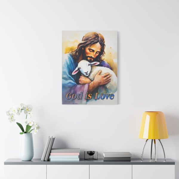 Inspirational Wall Art Canvas, "God is Love" Jesus hugging a Lamb Print, Christian Home Decor, Uplifting Religious Gift, Faith-Based Artwork - Image 14
