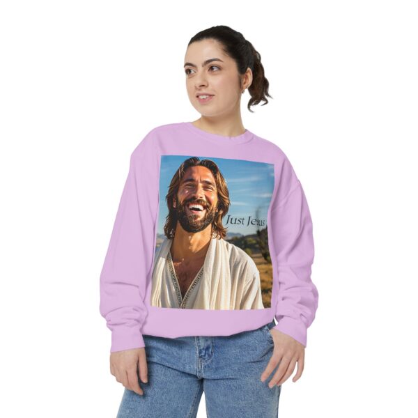 Sweatshirt Unisex with our inspirational  "Just Jesus" Design!! Faith Apparel Gospel Fashion Jumper, Pullover - Image 39