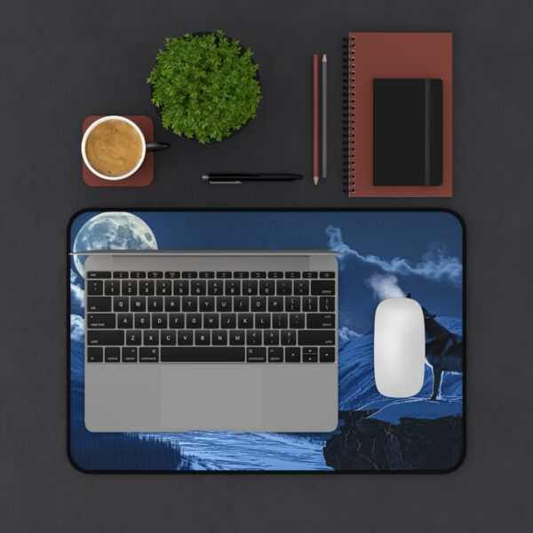 Inspirational Desk Mat 'Wolf Moon' Scenic Mouse Pad, Office Decor, Inspirational Desk Accessory, Wolf Desk Mat, Moon Mouse Pad - Image 2