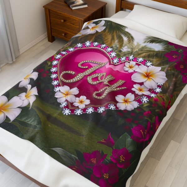Our Beautiful "Joy" 'Solid Mauve Heart' Design Velveteen Plush Throw Blanket, Cozy Gift for Anniversary, Home Decor Bedding - Image 7