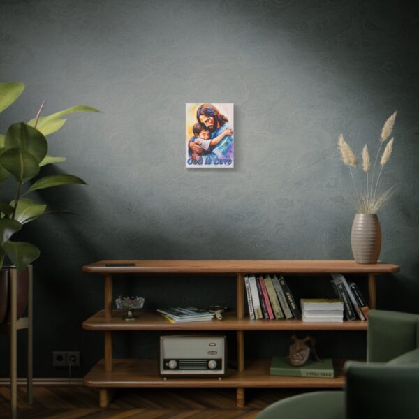 Inspirational Wall Art Canvas, "God is Love" Jesus hugging a small boy, Christian Home Decor, Uplifting Religious Gift, Faith-Based Artwork - Image 6