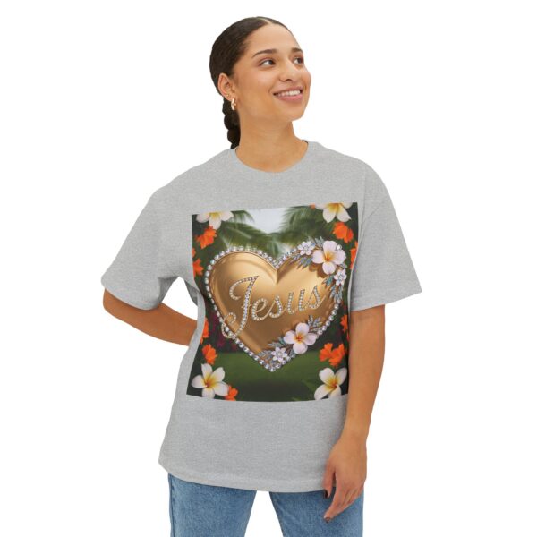 Our "Jesus" 'Diamond Ring-Solid Gold Heart' Design Boxy T-Shirt Inspirational Christian Faith Apparel Unisex Cotton Tee, Oversized Boxy Top T-shirt - Image 10