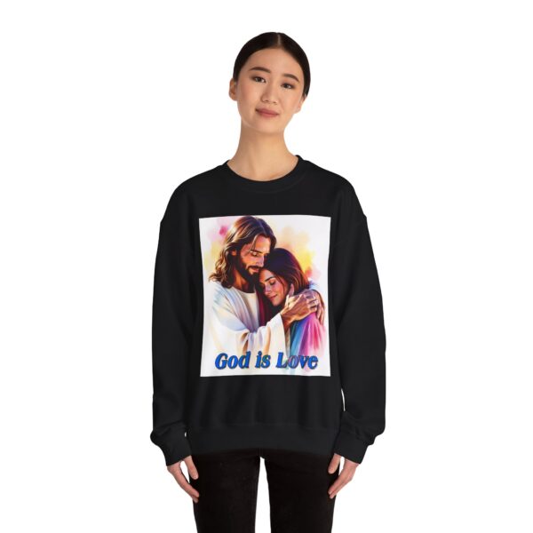 Crewneck Sweatshirt with our "God is Love" series with Jesus hugging a young lady! Inspirational Biblical, Vintage Inspired Gift - Image 8