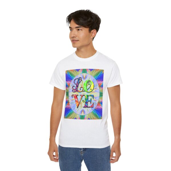 Our inspirational "Love" 'kaleidoscope' Design!! on a Christian Unisex Cotton T-Shirt, Faith Spiritual Apparel, Love Gift - Image 6