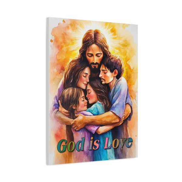 Inspirational Wall Art Canvas "God is Love" Jesus hugging a young family! Christian Home Decor Uplifting Religious Gift Faith-Based Artwork - Image 14