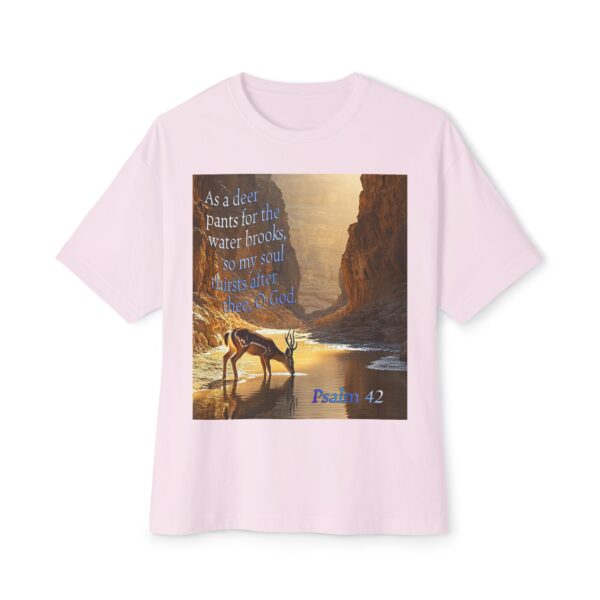 Psalm 42 Deer Panting Unisex Tee, Inspirational Israel Shirt, Oversized Box Tshirt, Religious Graphic Top, Travel Bible Verse Apparel - Image 3