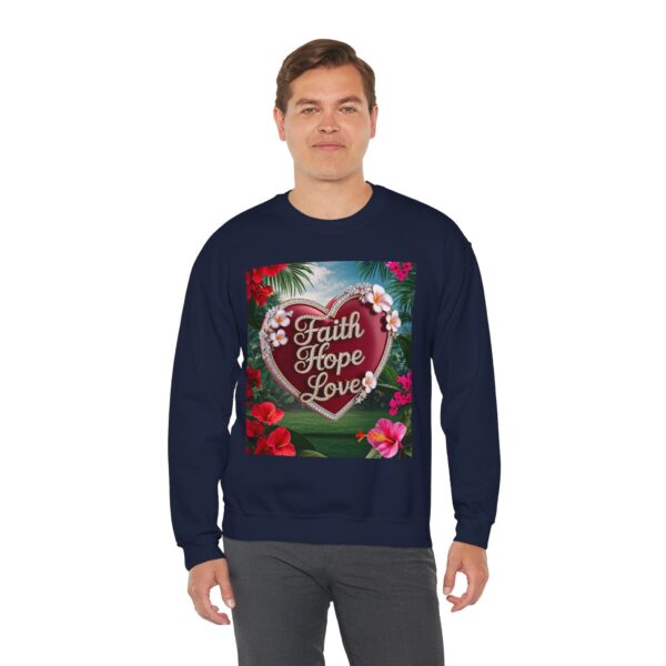 Crewneck Sweatshirt-with our Inspirational "Faith Hope Love" 'Solid Red Heart' Design!! Vintage Inspired Faith Apparel, Gospel Fashion Unisex Heavy - Image 18