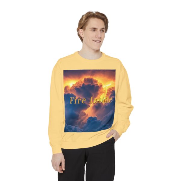 Sweatshirt Unisex Inspirational with our 'Storm Light' "Fire Inside" design! Beauty of Creation Tropical Storm, Jumper, Gift Nature Lovers - Image 9