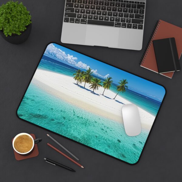 Inspirational Desk Mat 'Five Palm Island' - Mouse Pad, Office Decor Desk Accessory, Gaming Pad, Computer Mat, Non-Slip - Image 3