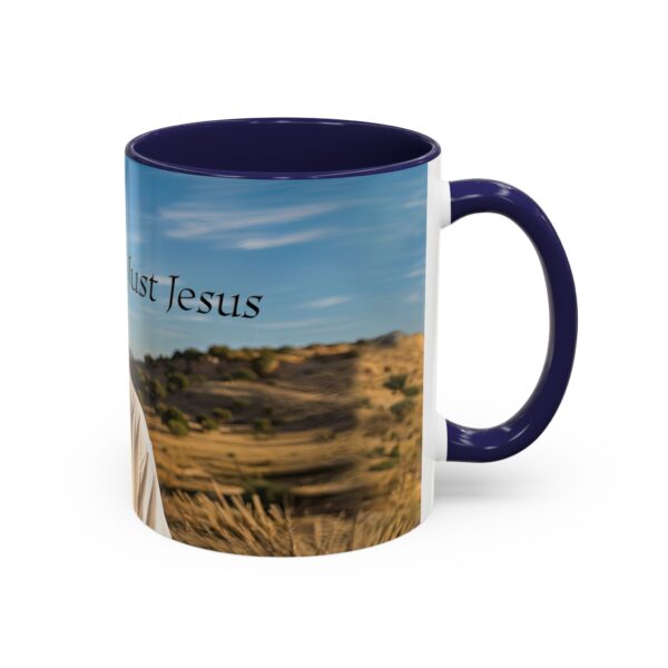 Our inspirational "Just Jesus" Ceramic Accent Coffee Mug Design is Perfect for Wedding Gifts, Inspirational Decor - Image 6