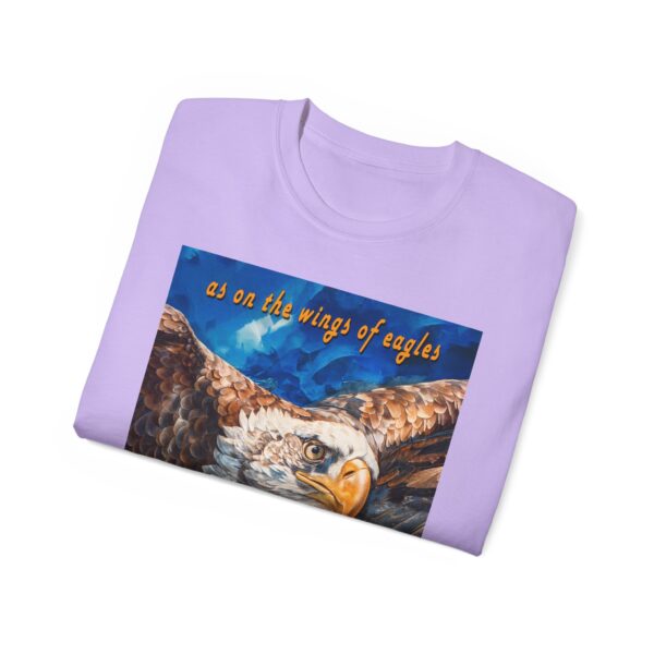Our "as on the wings of eagles" Cotton T-Shirt with a majestic eagle in flight. Vintage Christian Faith Apparel Unisex Cotton T-Shirt, Thoughtful Quote from Isaiah 40:31! - Image 53