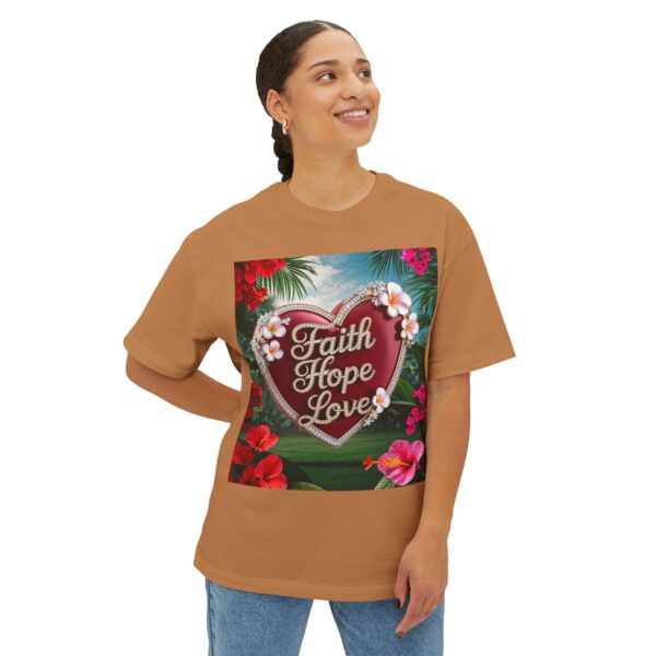 Our "Faith Hope Love" 'Solid Red Heart' Design Boxy T-Shirt Inspirational Christian Faith Apparel Unisex Cotton Tee, Oversized Boxy Top T-shirt - Image 8