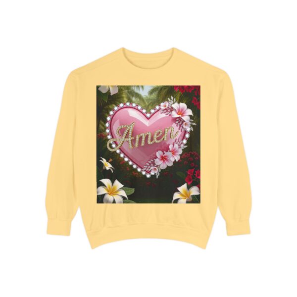 Sweatshirt Unisex Inspirational-With Our "Amen" 'Solid Pink Heart' Christian Apparel Faith-Based Gospel Comfort Philippians 4:8 Gift Jumper - Image 7