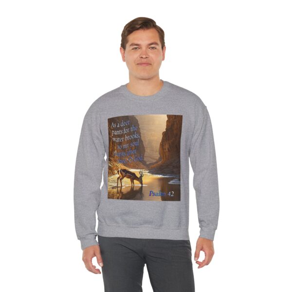 Crewneck Sweatshirt-with our inspirational Psalm 42 'As a Deer Pants' design! Vintage Inspired Faith Apparel, Gospel Fashion Unisex Heavy - Image 10