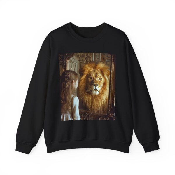 Crewneck Sweatshirt with our 'Lion in the Mirror' Inspirational design! Inspirational Biblical, Vintage, Lion of Judah and Aslan-Inspired Gift - Image 9