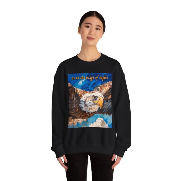 Crewneck Sweatshirt-with our "as on the wings of eagles" design with a majestic eagle in flight! Vintage Inspired Faith Apparel, Gospel Fashion Unisex Heavy Isaiah 40:31 - Image 8