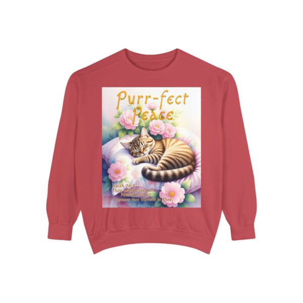 Sweatshirt Unisex with "Purr-fect Peace" with a cat in blissful sleep and the verse Isaiah 26:3!  Christian Apparel, Faith-Based Comfort, Jumper, Gift for Believers - Image 32
