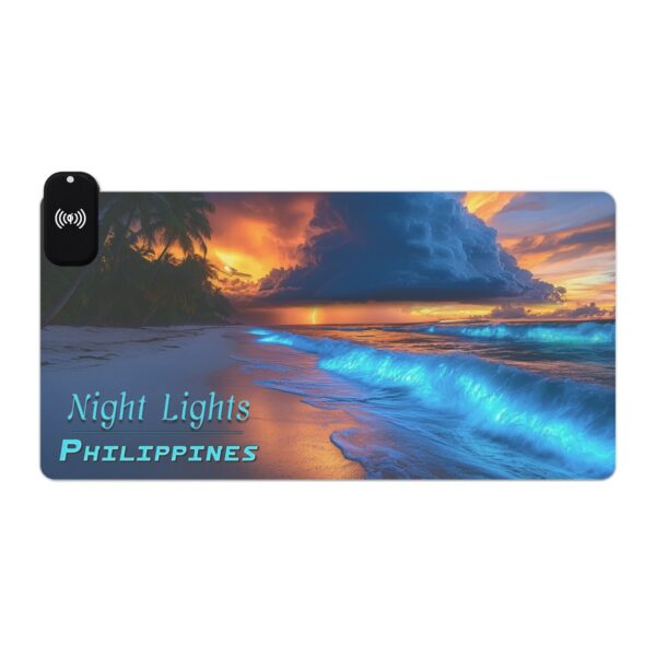 LED + Wireless Charger Gaming Mouse Pad with 'Night Lights-Philippines' Design, Gaming Desk Accessory Tech Gift Home Office Gamer Essentials - Image 10