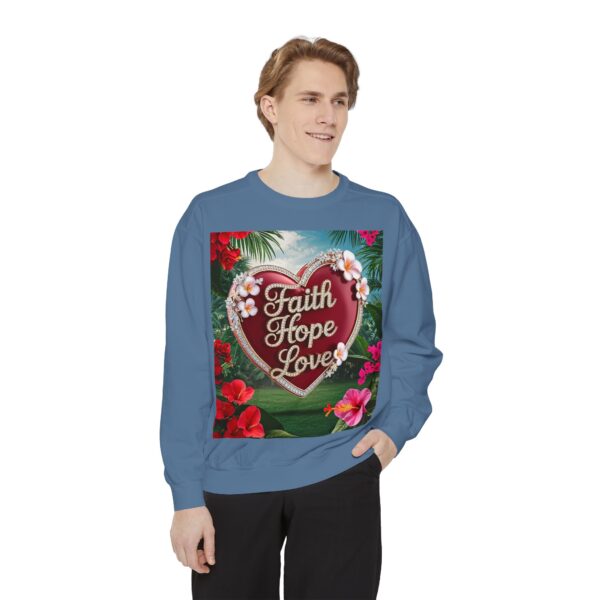 Sweatshirt Unisex our inspirational "Faith Hope Love" 'Solid Red Heart' design. Faith Apparel Gospel Fashion Jumper, Pullover - Image 5