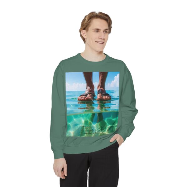 Sweatshirt Unisex Inspirational "Trust"-Walk on Water Design, Christian Apparel, Faith-Based Comfort, Religious Jumper, Gift for Believers