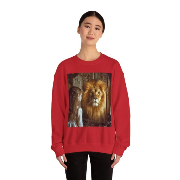 Crewneck Sweatshirt with our 'Lion in the Mirror' Inspirational design! Inspirational Biblical, Vintage, Lion of Judah and Aslan-Inspired Gift - Image 26