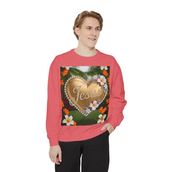 Sweatshirt Unisex with our Inspirational "Jesus" 'Diamond Ring-Solid Gold Heart' Design! Faith Apparel Gospel Fashion - Image 3