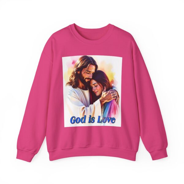 Crewneck Sweatshirt with our "God is Love" series with Jesus hugging a young lady! Inspirational Biblical, Vintage Inspired Gift - Image 23