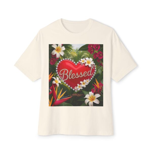 Our Inspirational "Blessed" 'Solid Red Heart' Design!! Boxy T-Shirt Christian Faith Apparel Unisex Cotton Tee, Oversized Boxy Top T-shirt - Image 6