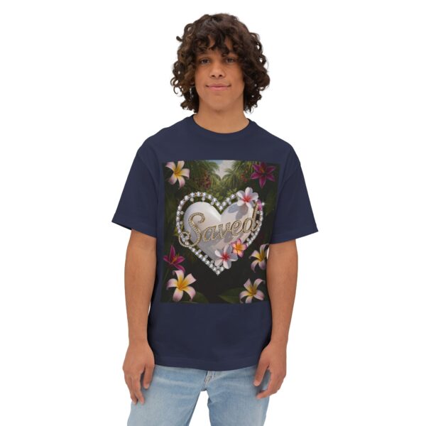 Our Inspirational "Saved" 'Pure White Heart' Design! Boxy T-Shirt Christian Faith Apparel Unisex Cotton Tee, Oversized Boxy Top T-shirt - Image 11