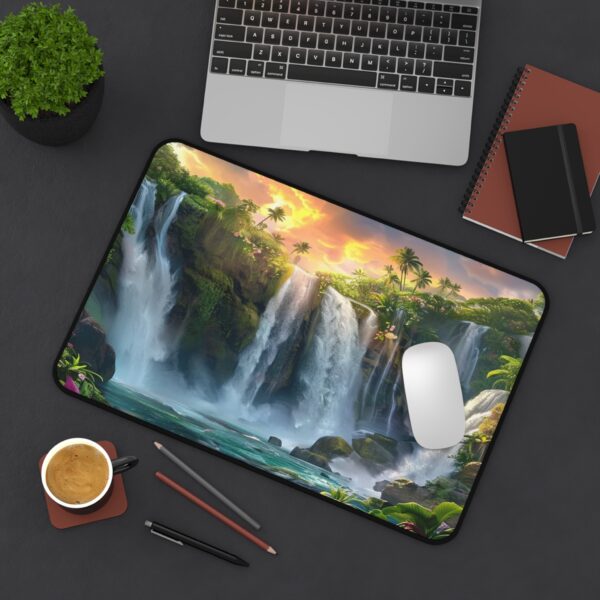 Inspirational Desk Mat 'Philippine Waterfall' - Mouse Pad, Office Decor Desk Accessory, Gaming Pad, Computer Mat, Non-Slip - Image 3