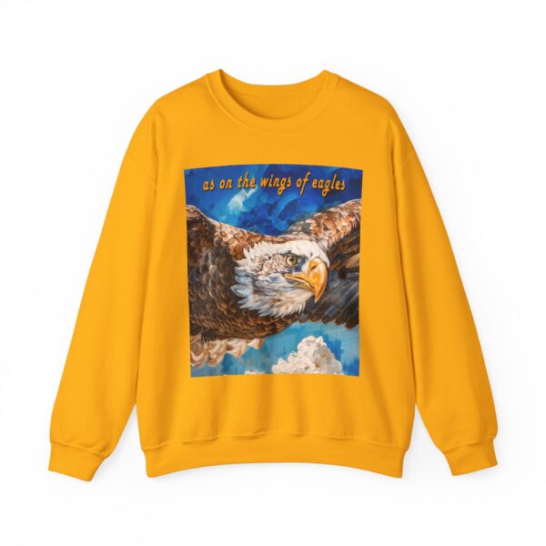 Crewneck Sweatshirt-with our "as on the wings of eagles" design with a majestic eagle in flight! Vintage Inspired Faith Apparel, Gospel Fashion Unisex Heavy Isaiah 40:31 - Image 12