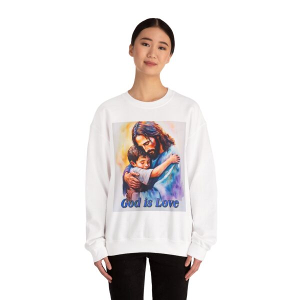 Crewneck Sweatshirt-with our "God is Love" series with Jesus hugging a young boy! Inspirational Biblical Vintage Inspired Gift - Image 6